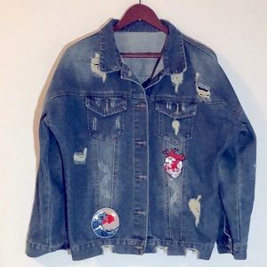 Vincent Van Gogh Distressed Sunflower Denim Jacket Sz L